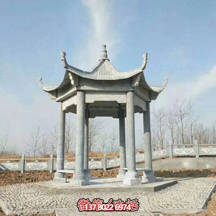 中式園林石亭恢復古樸，演繹雄偉