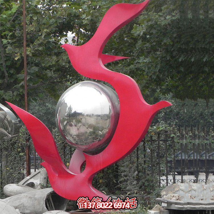 不銹鋼抽象鴿子雕塑，為您的園林景觀增添高雅氣息