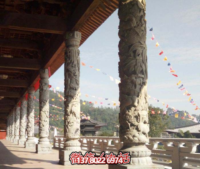 傳承古典藝術，精美石雕龍柱漢白玉浮雕