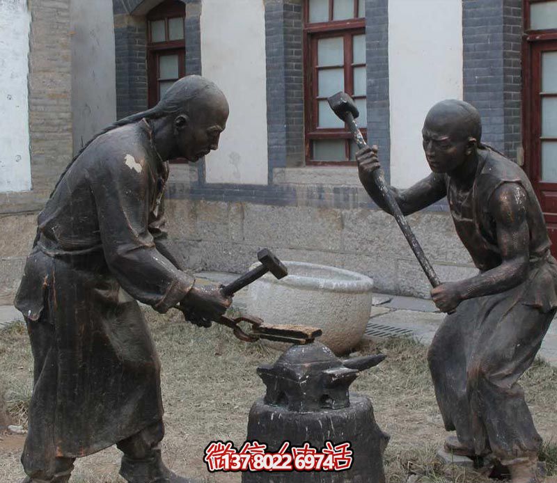 古人鑄造青銅雕塑，景觀美化擺放