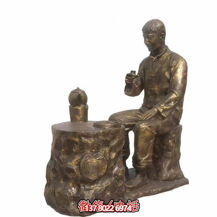 仿銅玻璃鋼人物小品雕塑，景觀戶外公園裝飾