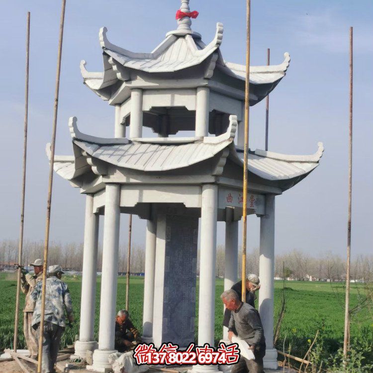 雙層大理石石雕涼亭，點綴家園，打造美麗園林景觀