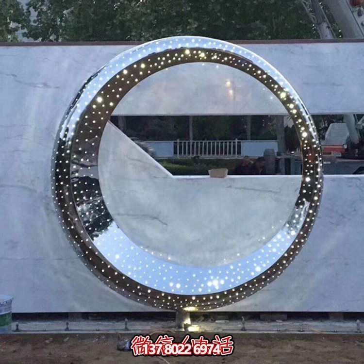 不銹鋼海豚景觀雕塑，提升酒店會所的抽象圓環氛圍